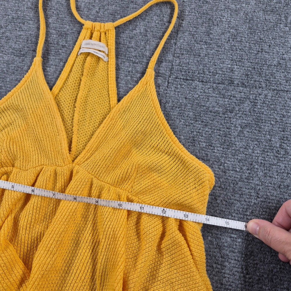 Urban Outfitters Mustard Yellow Knit Babydoll Ruffle Tank Top Racerback Cami S - Picture 4 of 5